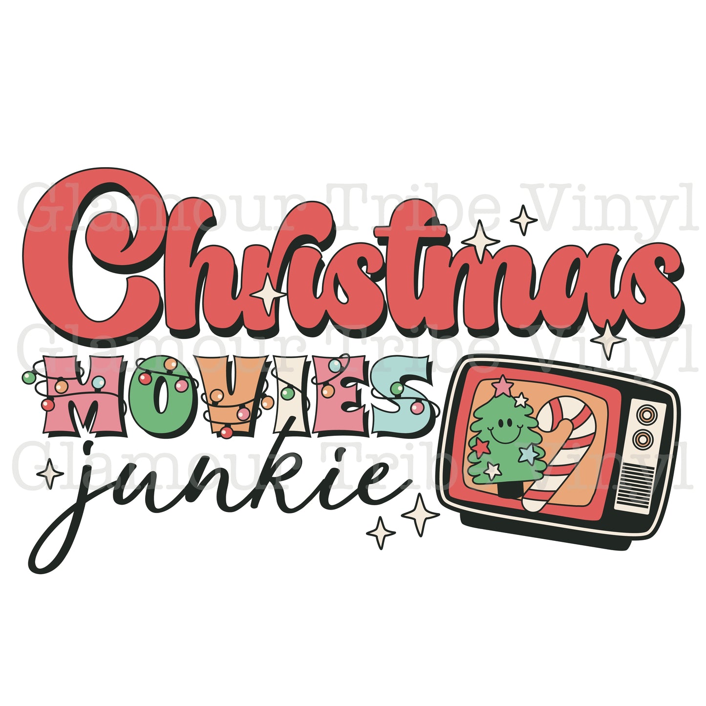 Christmas Movies Junkie Clear Cast Decal